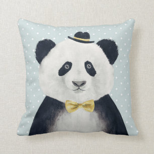 Watercolor Panda Bear Throw Pillow