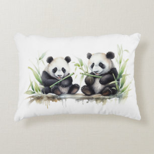 Watercolor Panda Bears  Accent Pillow