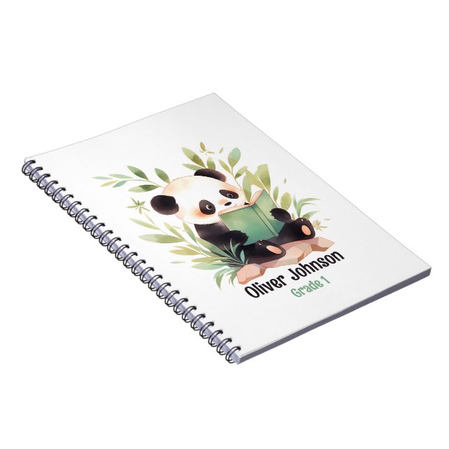 Watercolor Panda Reading A Book Name (Right Side)