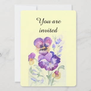 Watercolor pansies invitation