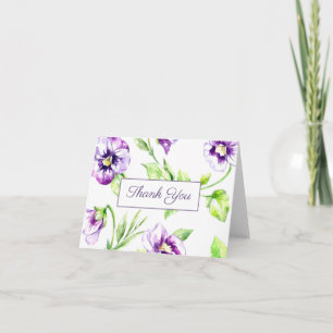 Watercolor Pansies Thank You Card