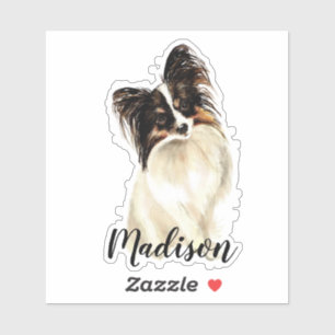 Watercolor Papillon Dog  Animal Custom Name