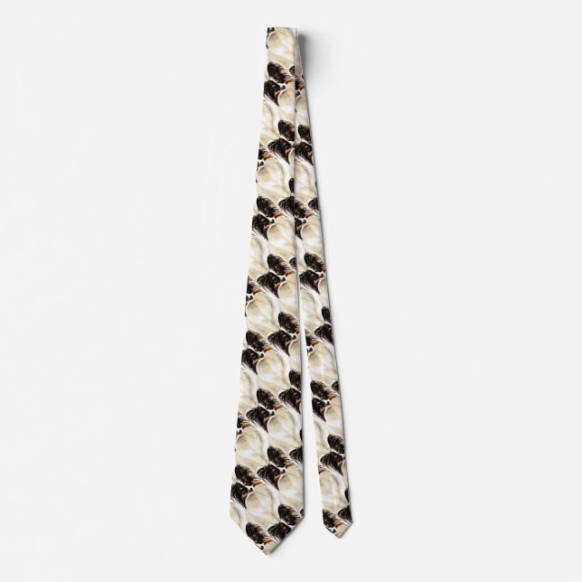 Watercolor Papillon Dog Pet Animal Art Tie (Front)