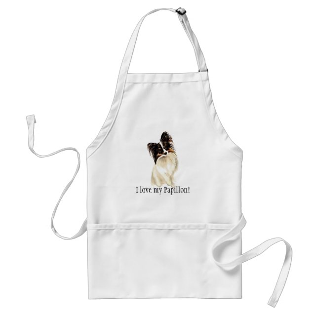 Watercolor Papillon Dog, Pet Love my Standard Apron (Front)