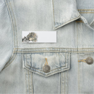 Watercolor Parent Mom / Dad Wolf & Cub Pup Name Tag