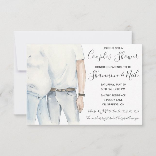 Watercolor Parents to be Couple's Baby Shower Invitation (Front)