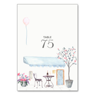 Watercolor Paris Mariage Numéro de table