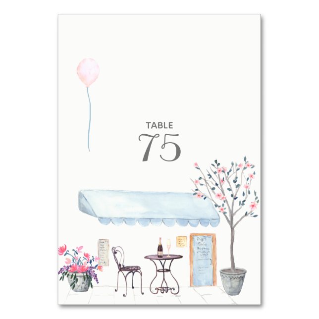 Watercolor Paris Mariage Numéro de table (Par défaut)
