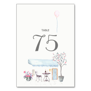 Watercolor Paris Mariage Numéro de table