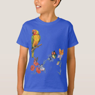 watercolor parrot and butterflies design T-Shirt