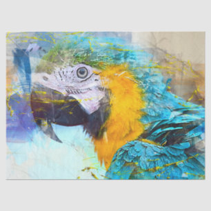 Watercolor Parrot Decoupage Wall Art Tissue Paper
