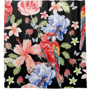 Watercolor Parrot: Floral Pattern Romance.