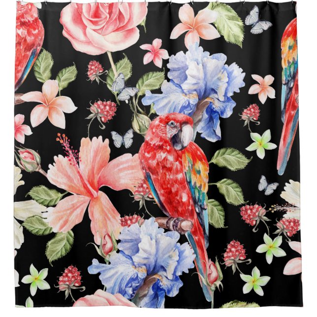 Watercolor Parrot: Floral Pattern Romance. (Front)