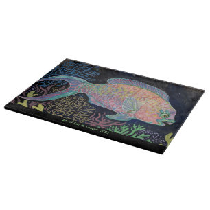 Watercolor Parrotfish Cutting Board