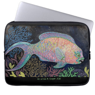 Watercolor Parrotfish Laptop Sleeve
