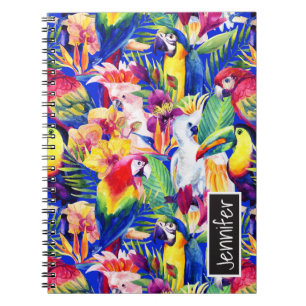 Watercolor Parrots Add Your Name Notebook