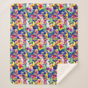 Watercolor Parrots Sherpa Blanket