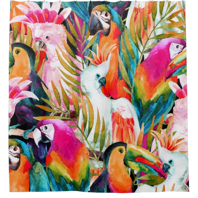 Watercolor Parrots: Tropical Seamless Pattern (Front)