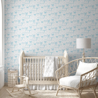 Watercolor Pastel Blue Bow Baby Girl Nursery Wallpaper