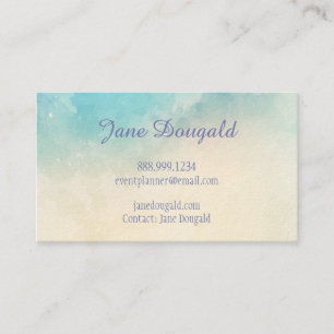 Watercolor Pastel Blues Pink Custom Business Card