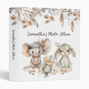Watercolor Pastel Bunny And Baby Mouse Binder