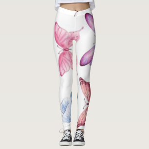 Watercolor Pastel Butterfly Pattern Elements Sheet Leggings
