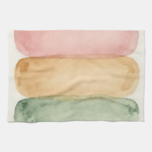 Watercolor Pastel Colour Block Layers Kitchen Towel