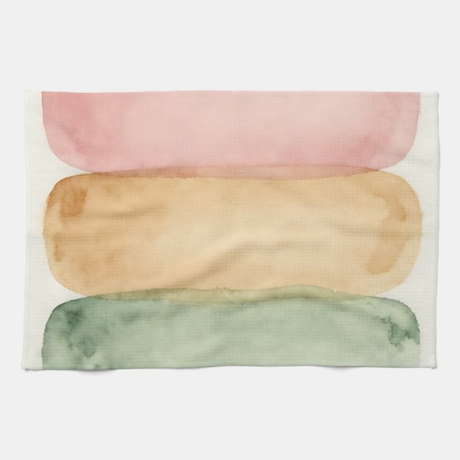 Watercolor Pastel Colour Block Layers Kitchen Towel (Horizontal)
