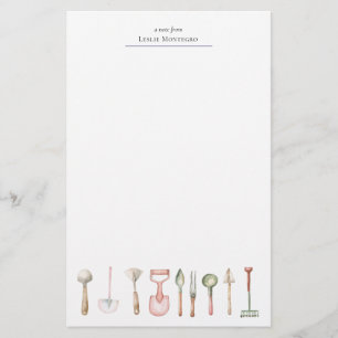 Watercolor Pastel Cottagecore Gardening Tools Stationery
