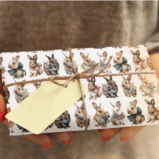 Watercolor Pastel Easter Bunnies Wrapping Paper (Creator Uploaded)