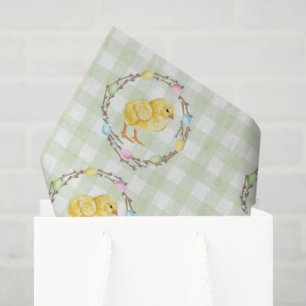 Watercolor Pastel Easter Wreath And Baby Chick Tissue Paper