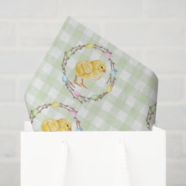 Watercolor Pastel Easter Wreath And Baby Chick Tissue Paper (Gift Bag)