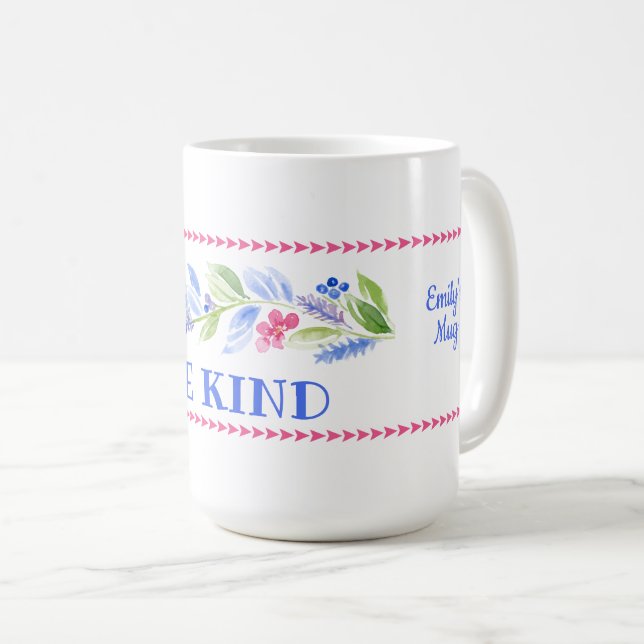 Watercolor Pastel Floral BE KIND Coffee Mug (Front Right)