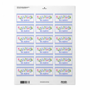 Watercolor Pastel Floral BE KIND Label