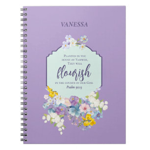 Watercolor Pastel Floral Bible Verse Personalized Notebook