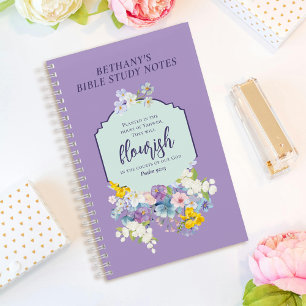 Watercolor Pastel Floral Bible Verse Personalized Notebook