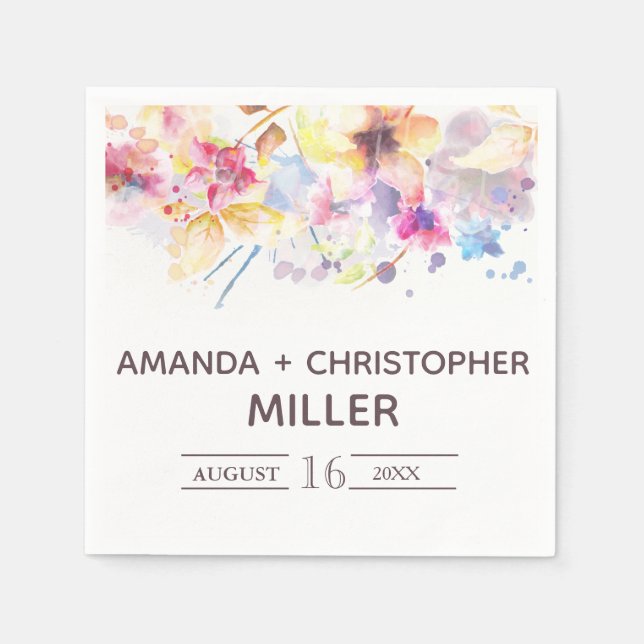 Watercolor Pastel Floral | Napkins (Front)