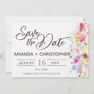 Watercolor Pastel Floral    Save the Date Card