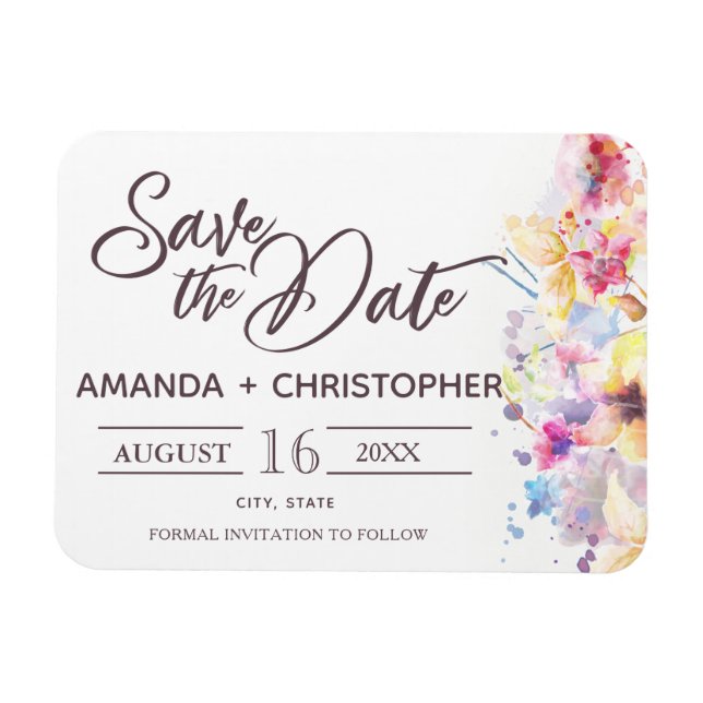 Watercolor Pastel Floral | Save the Date Magnet (Horizontal)