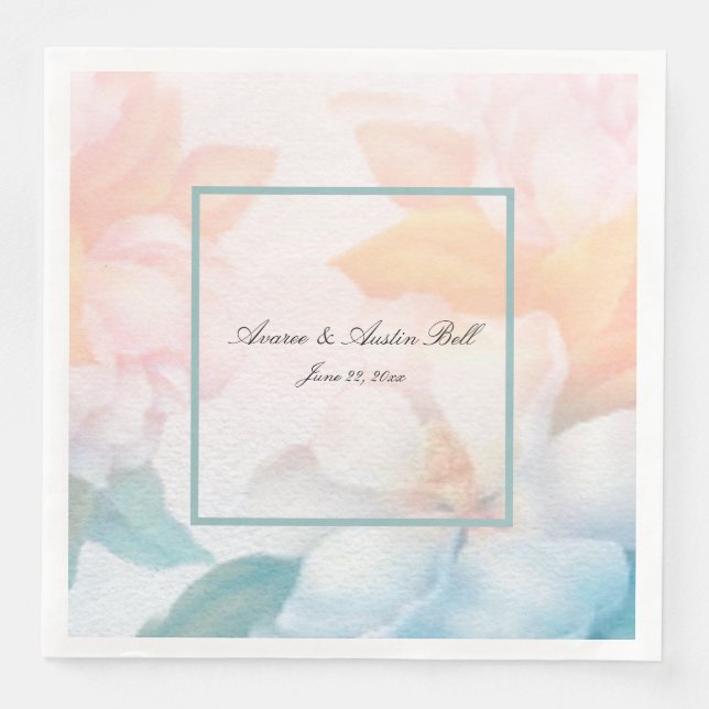 Watercolor Pastel Flowers Napkin (Front)