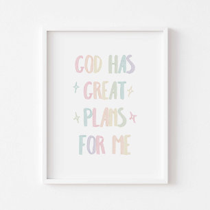 Watercolor pastel God has great plans for me Poster