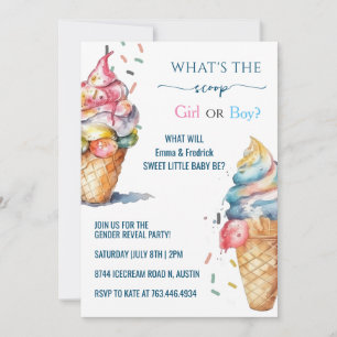 Watercolor Pastel Ice Cream Gender Reveal  Invitation