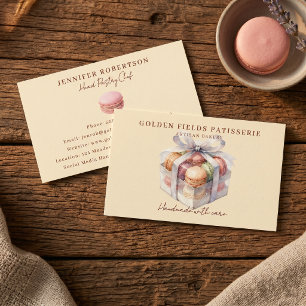 Watercolor Pastel Macaron Box Patisserie Business Calling Card