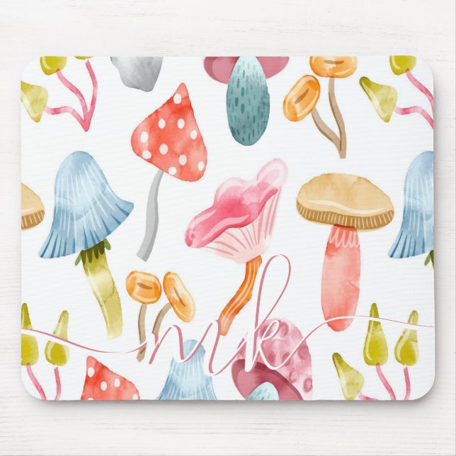  Watercolor Pastel Mushrooms Mouse Pad (Front)