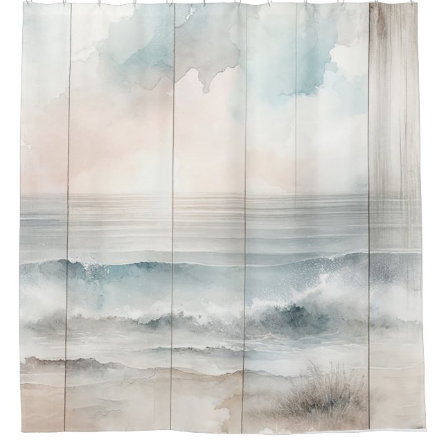 Watercolor Pastel Ocean Rustic Wood Texture (Front)