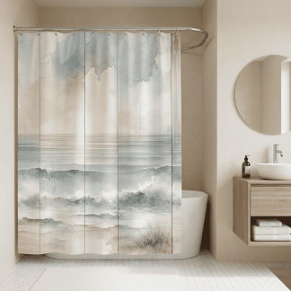 Watercolor Pastel Ocean Rustic Wood Texture