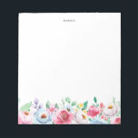 Watercolor Pastel Pink and Blue Peonies Garland Notepad<br><div class="desc">Spring theme floral notepad featuring watercolor illustrations of pastel pink and blue peonies floral garland.  This colorful pastel floral notepad will be perfect as a personalized gift. Personalize by adding a name or short phrase.</div>