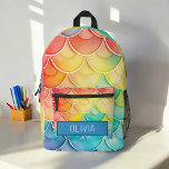 Watercolor Pastel Rainbow Cute Monogram Printed Backpack<br><div class="desc">Brighten your child's day with the Watercolor Pastel Rainbow Cute Monogram Printed Backpack. This charming backpack features a beautiful watercolor pastel rainbow design with fluffy clouds, customizable with your child's monogram for a personal touch. Made from durable materials, it includes spacious compartments and sturdy zippers, perfect for school, daycare, or...</div>