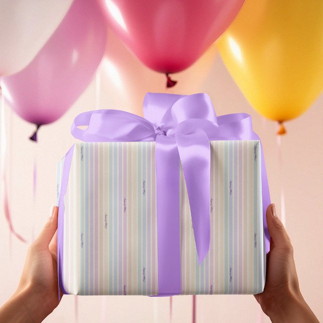 Watercolor Pastel Rainbow Stripe  Wrapping Paper (Creator Uploaded)