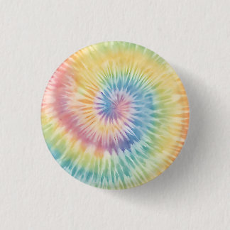 Watercolor Pastel Rainbow Tie Dye  1 Inch Round Button